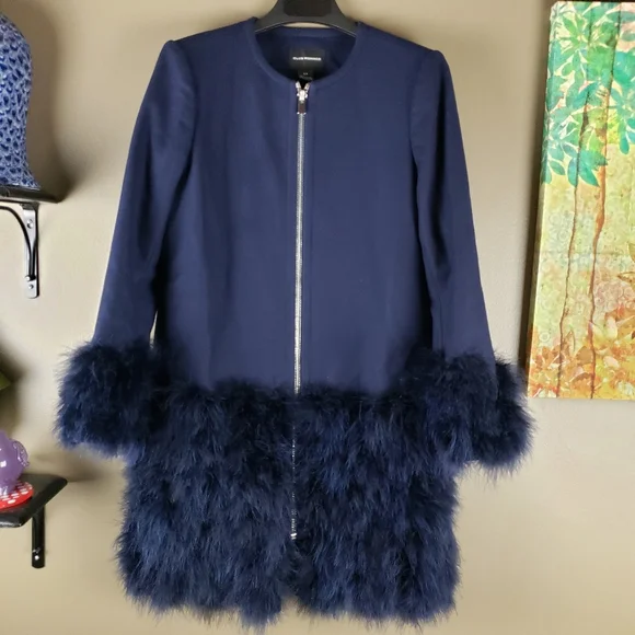 Club Monaco wool blend feather coat small